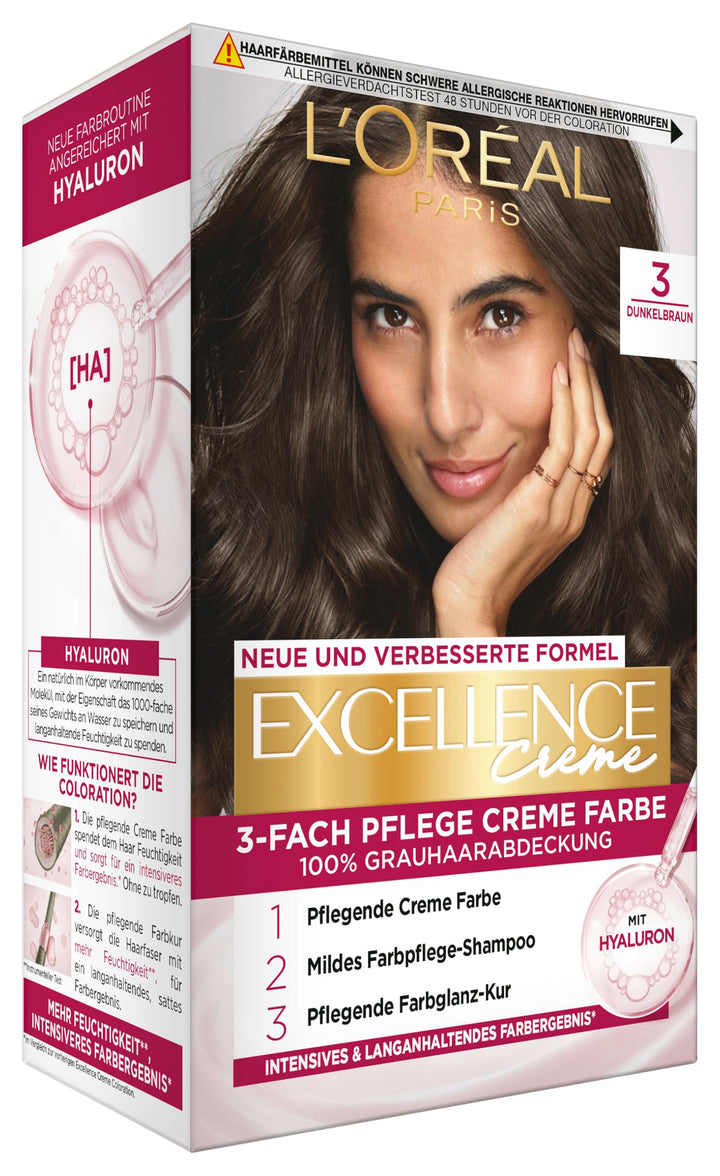 L'Oréal Paris Permanente Haarfarbe, 100% Grauhaarabdeckung, Haarfärbeset mit Coloration, Shampoo und