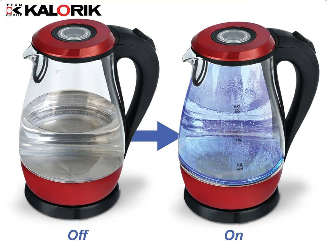 Team Kalorik Glaswasserkocher 1,7 Liter mit LED-Beleuchtung