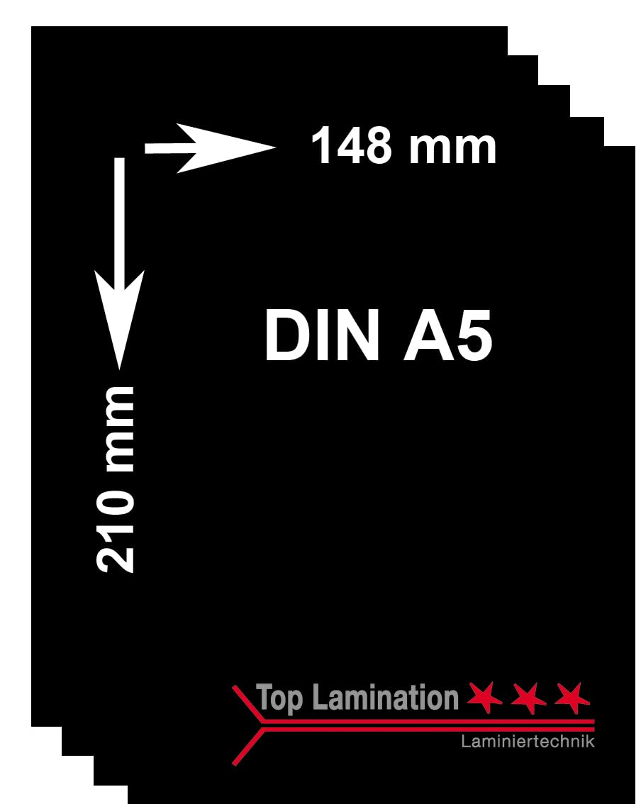 Top Lamination 100 Blatt DIN A5 (148x210mm) 350g/m² schwarzes Papier - Black Paper DIN A5 (148x210mm