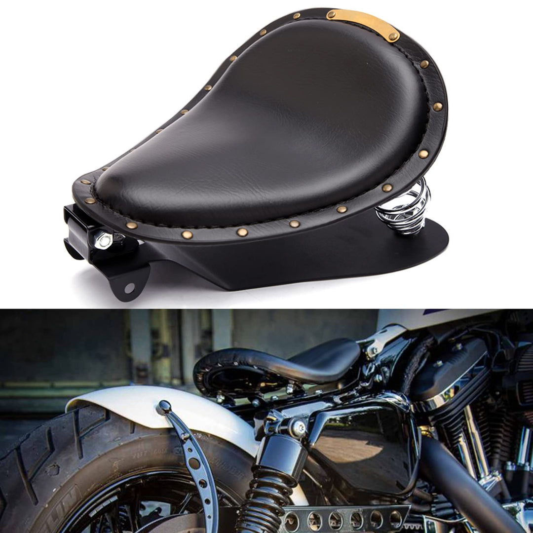 Motorrad Leder Solo Sitz, Motorrad Sitz Mit Frühling Grundplatte für Bobber Sportster XL1200 883 48