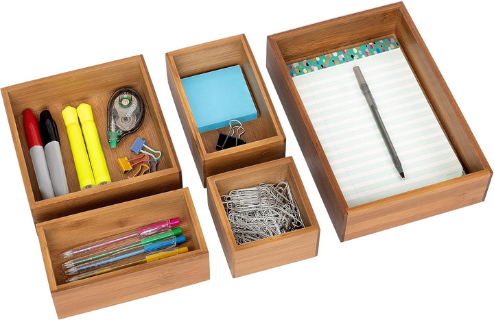 Seville Classics Bambus Premium Organizer Aufbewahrungskörbe für Küche, Besteck, Speisekammer, Schra