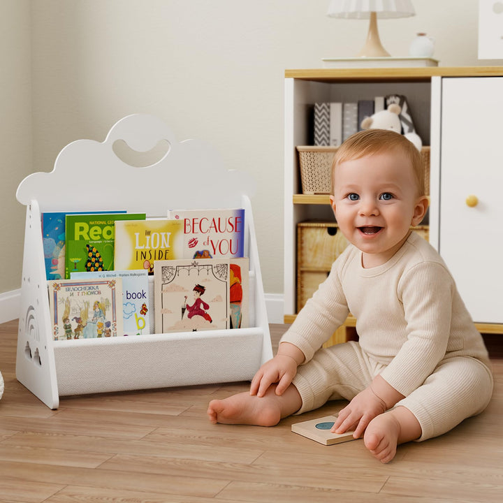 Kinder Bücherregal Holz,Montessori Bücherregal Kinder, Bücherkiste Kinder für Leseecke, Babyzimmer,