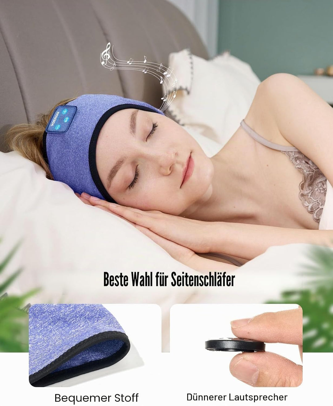 Voerou Bluetooth Schlafkopfhörer, Blue