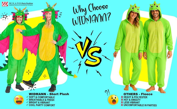 W WIDMANN MILANO Party Fashion - Tier Overall für Erwachsene, weicher Plüsch Jumpsuit mit Kapuze, Ti