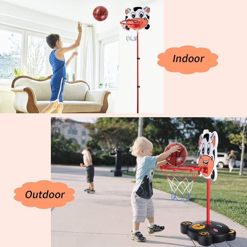 PELLOR 170cm Einstellbare Basketballständer,Basketballkorb mit Board Stand Hoop Set mit Netz und Bal