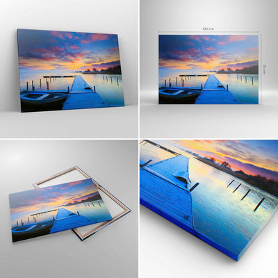 Bilder auf Leinwand 100x70cm Leinwandbild Niederlande Natur Meer Sonnenuntergang Gross Wanddeko Bild