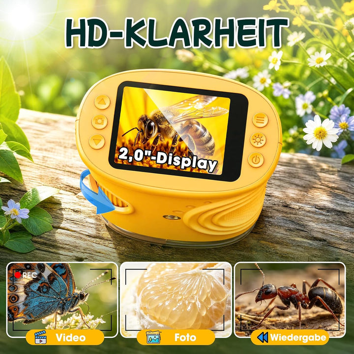Digitales Mikroskop für Kinder mit 20+ Entdeckerkarten, 1000X Vergrösserung und 2" HD Display-Bildsc