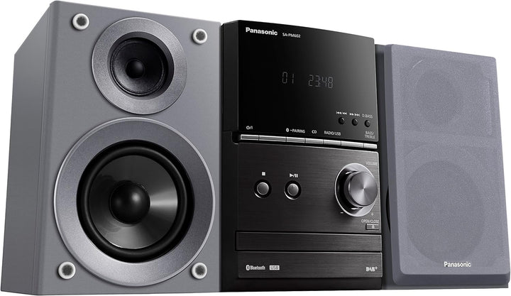 Panasonic SC-PM602EG-S Micro- mit Digital DAB+ (CD, Bluetooth, UKW , HiFi-System mit 40W RMS) silber