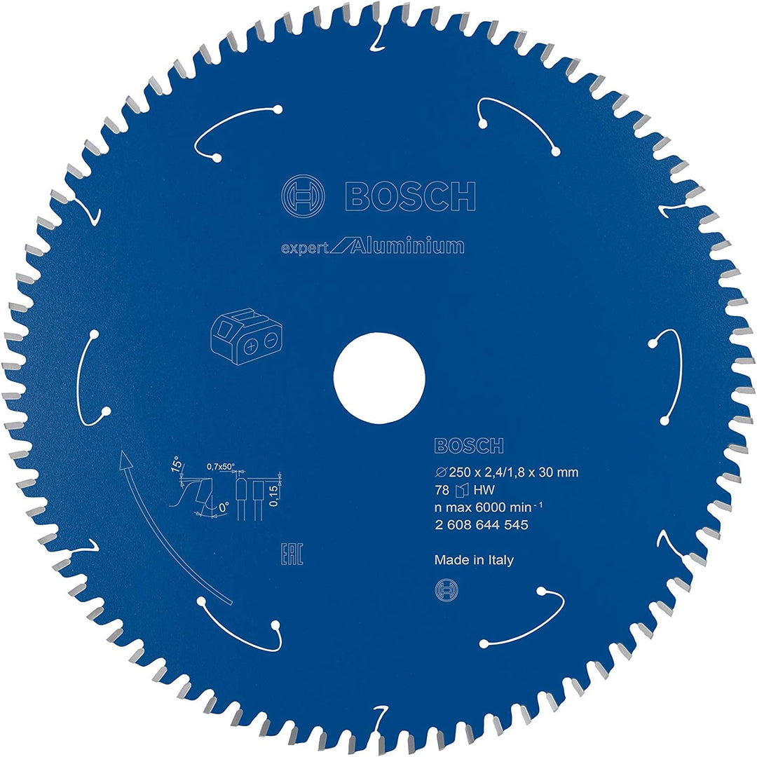Bosch Professional 1x Kreissägeblatt Expert for Aluminium (Aluminium, Sägeblatt Ø 250 x 30 x 2,4 mm,