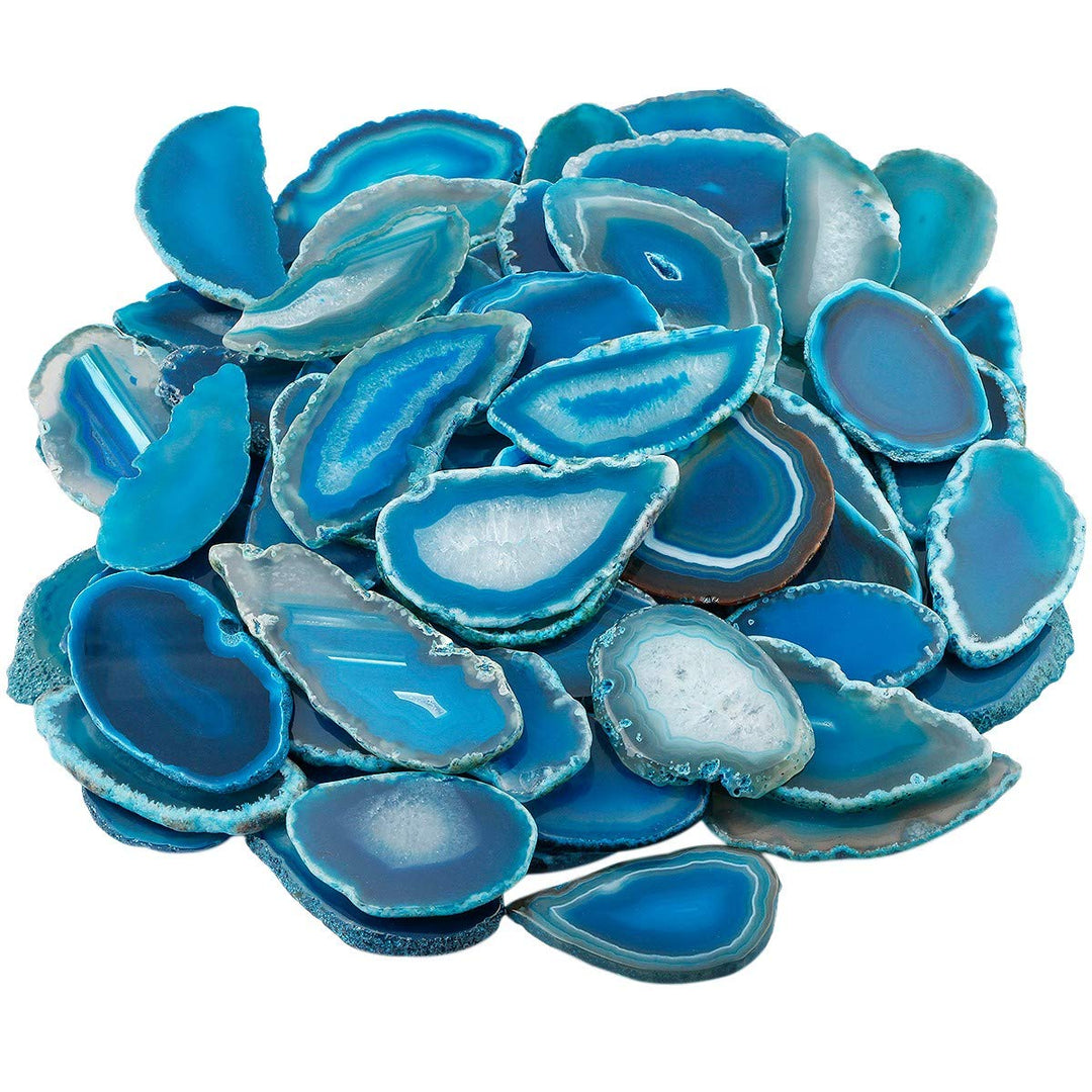 mookaitedecor 12 Stück Natürliche Geode Achat Scheiben, unregelmässige poliert Achat Edelsteine Name