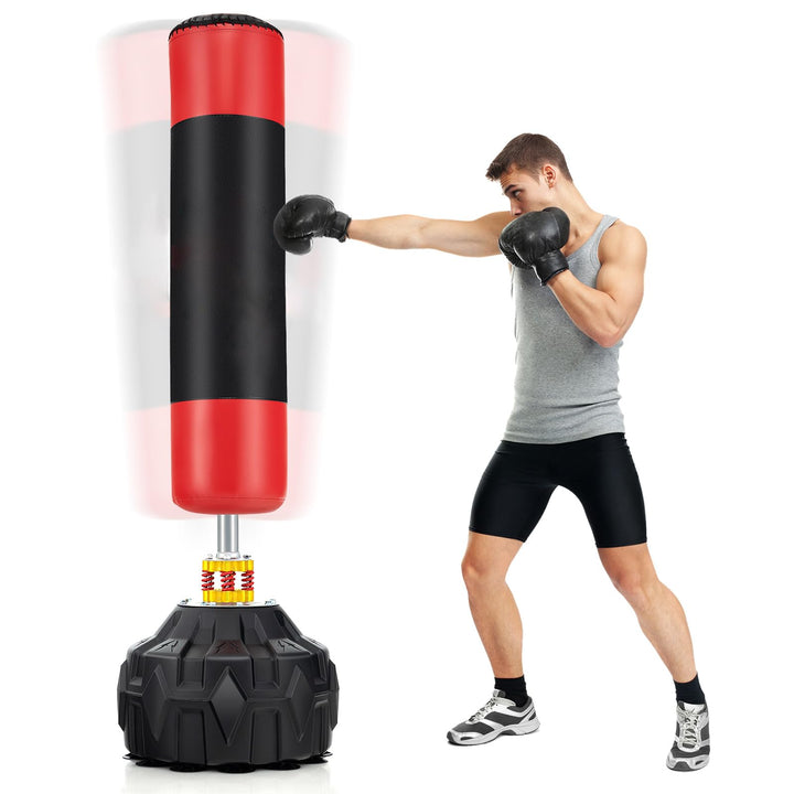 COSTWAY 178 cm Freistehender Boxsack, Standboxsack mit befüllbarem Saugfuss, Kickboxsack MMA, Punchi