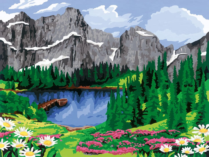 Ravensburger CreArt 20155 - Bergblick - Malen nach Zahlen Erwachsene, DIY Malset mit Pinsel und Acry