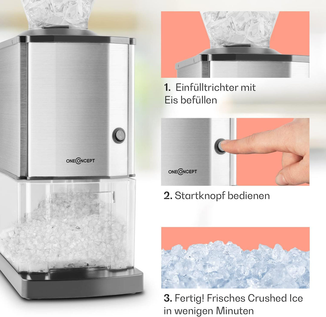 OneConcept Icebreaker - Ice Crusher, Eiscrusher, Eiszerkleinerer, 15 kg/h, 3,5 Liter (etwa 1,75 kg)