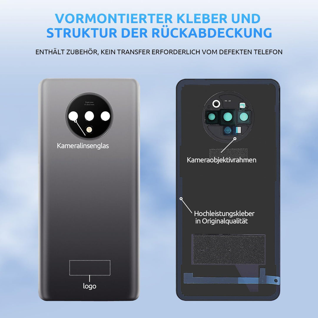 Eonpam Akkudeckel für OnePlus 7T Rückseite Glas Original Backcover Back Glas Ersatz Reparatur Set mi