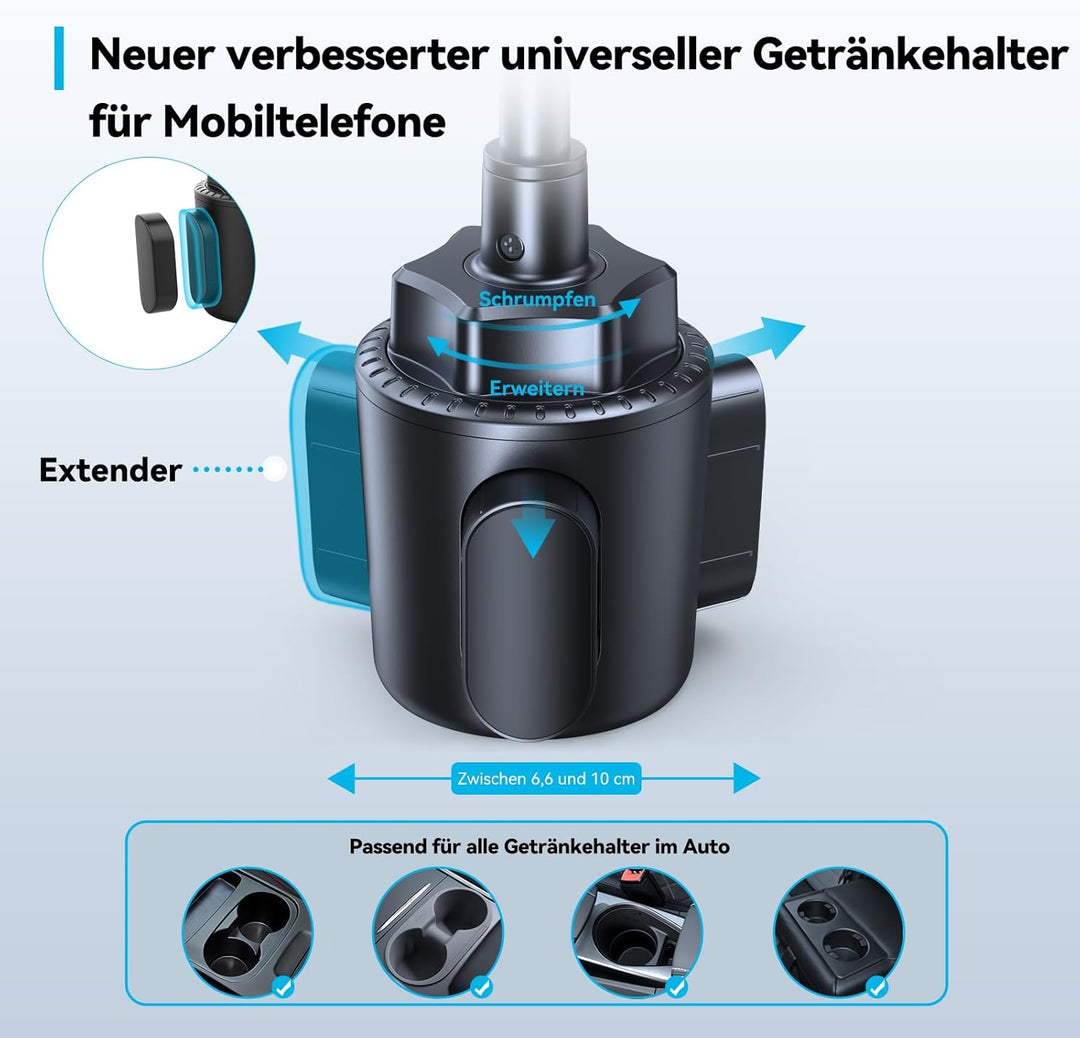 TECKNET Handyhalterung für Auto 2-in-1 – KFZ Handy Halterung für Lüftungslöcher & Getränkehalter, Bi
