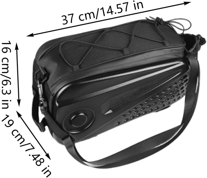 Fahrrad-Gepäckträgertasche, wasserdicht, reflektierender Gurt inklusive, 8,6 l schwarzer Organizer,