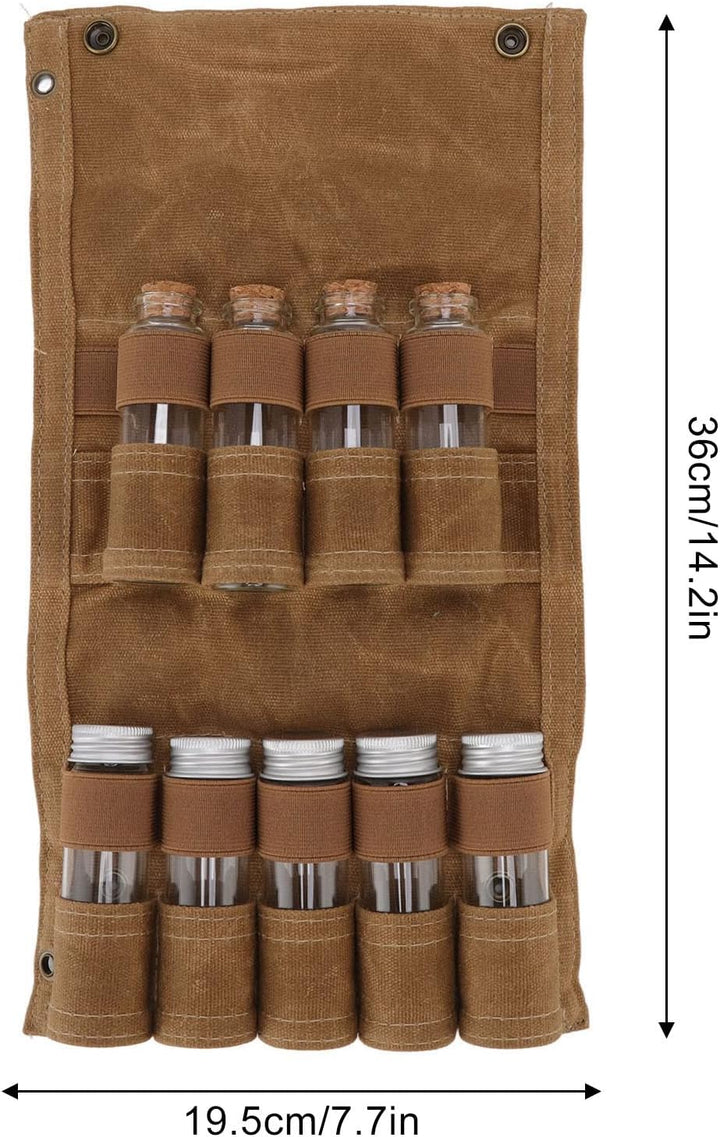 Camping-Gewürz-Set, Reise-Gewürz-Set, Gewürzbehälter für Camping, Gewürzflaschen-Tasche, Nasswachs-S