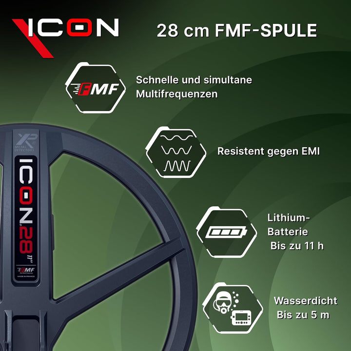 XP Metal Detectors ICON Adventure Pack - WSAXL Stereo-Kopfhörer, MI-6 Pinpointer, FMF 28cm Suchspule