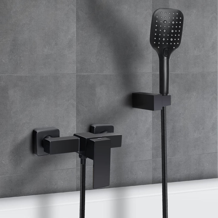 Duscharmatur Set,Wandmontage Brausebatterie mit Handbrause, Schwarz mischbatterie für dusche,Aufputz
