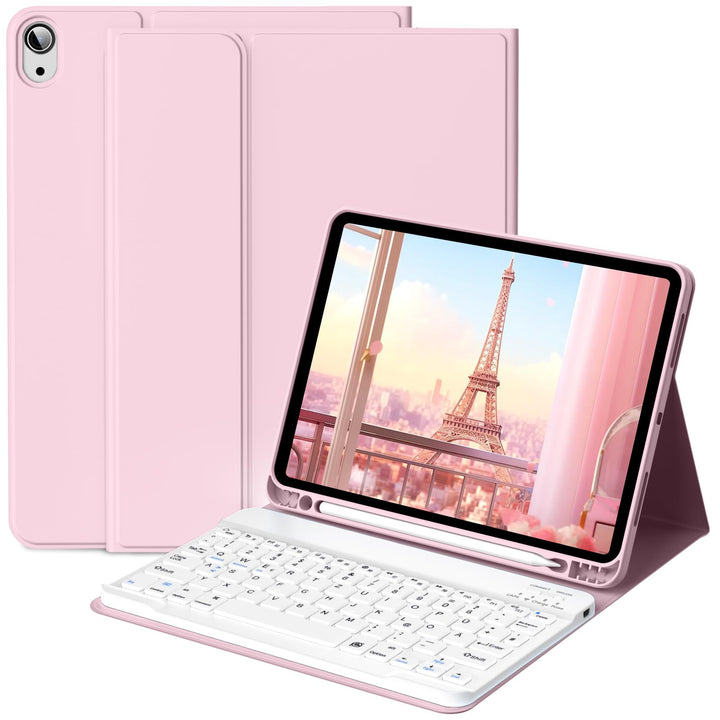 Tastatur Hülle für iPad (A16 /10.) 2025/2022 QWERTZ, Helles Rosa, Helles Rosa