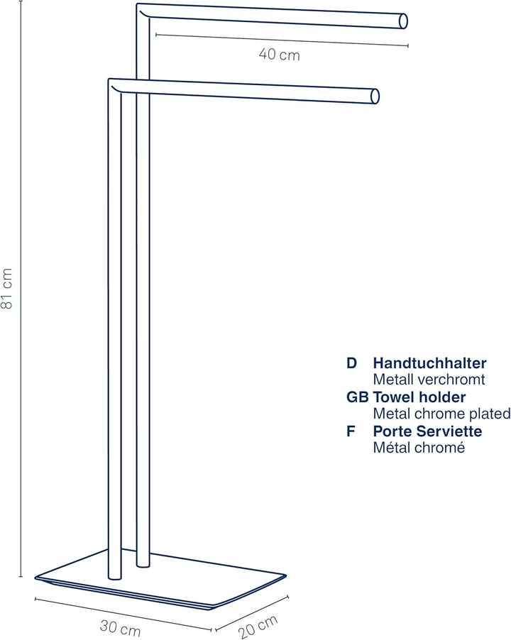 Kela 18781 Handtuchhalter, 2 Arme, Metall, Höhe 81 cm, Style, Silber, Style