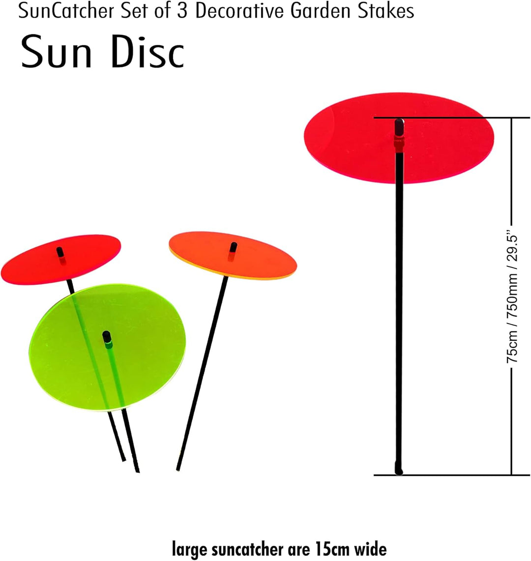 Sonnenfänger 3er Set Grosse Sun Discs, 75cm hohe Garten Sonnen Scheiben Ornamente für Drinnen und Dr