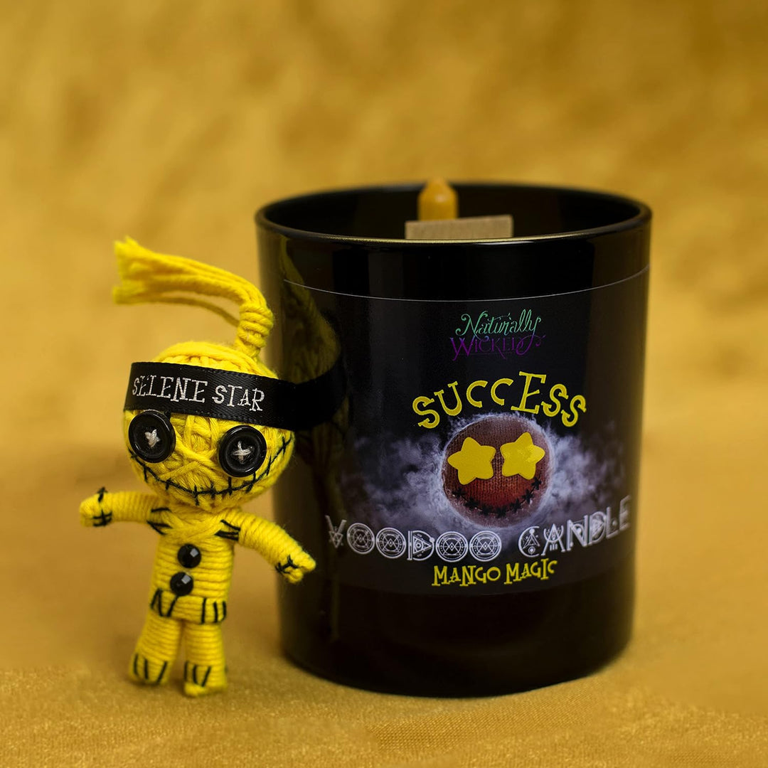 Naturally Wicked Voodoo Erfolgs Kerze | Inklusive Voodoo-Puppe und Kristallstab | Vegane Kristallzau