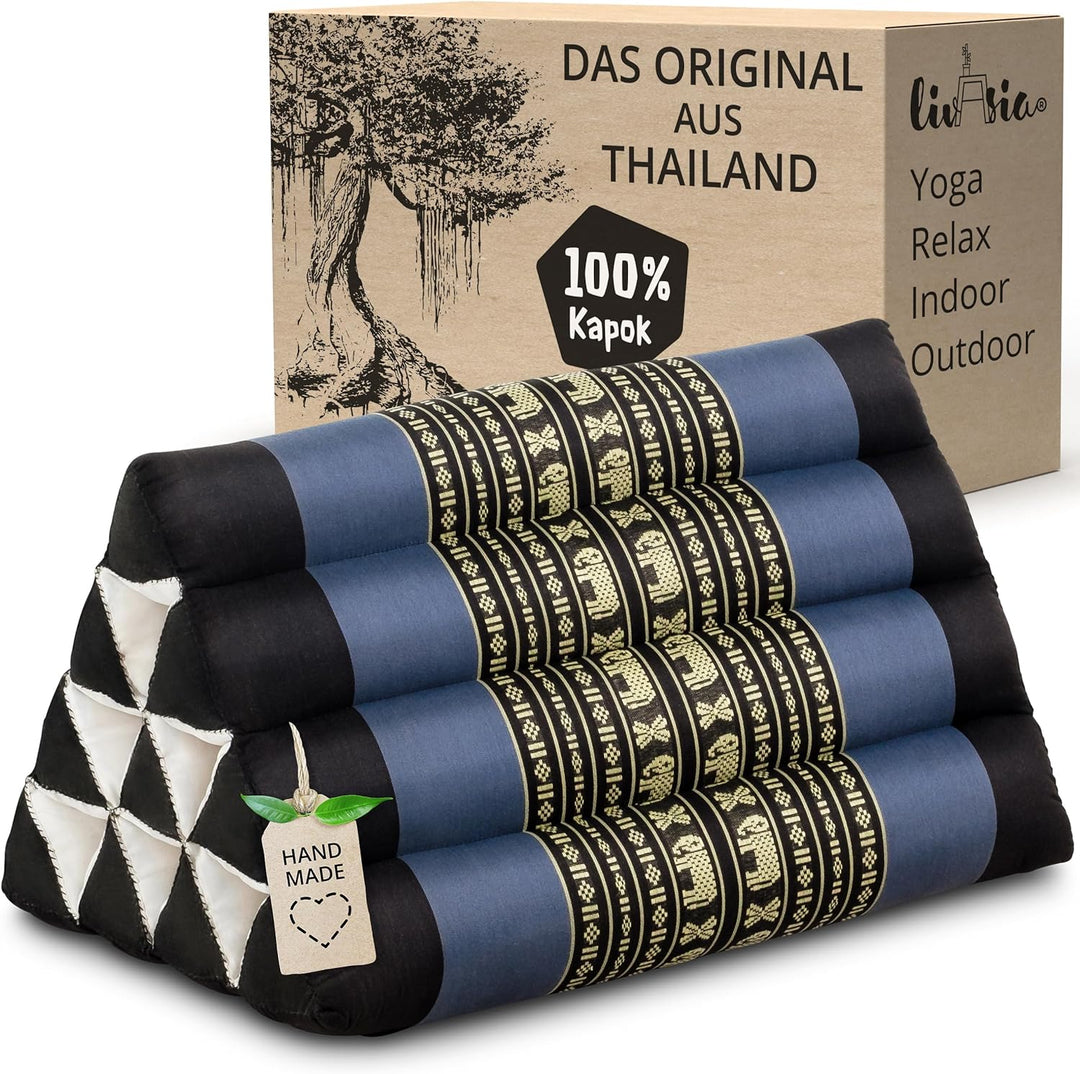 livasia Rückenstützkissen mit Muster, Dreieckskissen für den Garten, Keilkissen mit Kapok, vegan und