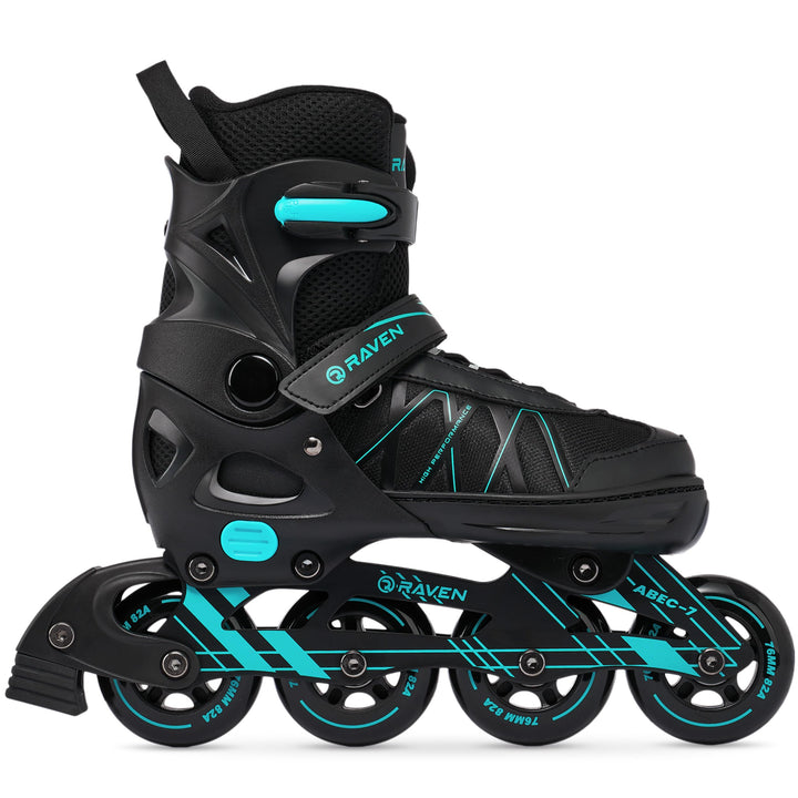 RAVEN Expert Inline Skates Inliner für Kinder und Erwachsene verstellbar 40-43 (25,5-28cm) Mint, 40-