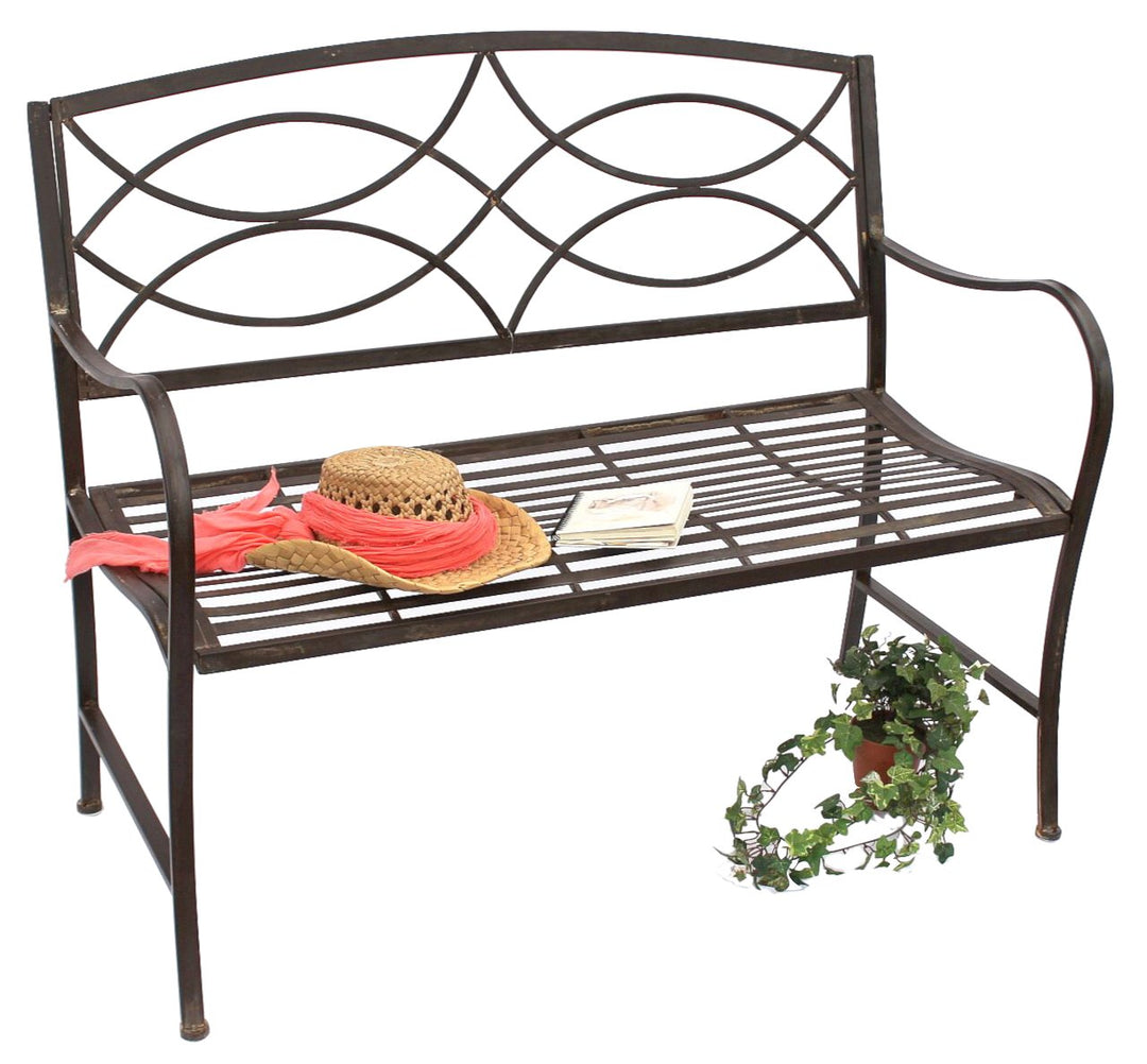 DanDiBo Gartenbank Metall Braun Wetterfest 109 cm Sitzbank 111185 2-Sitzer Bank Eisenbank Baumbank P