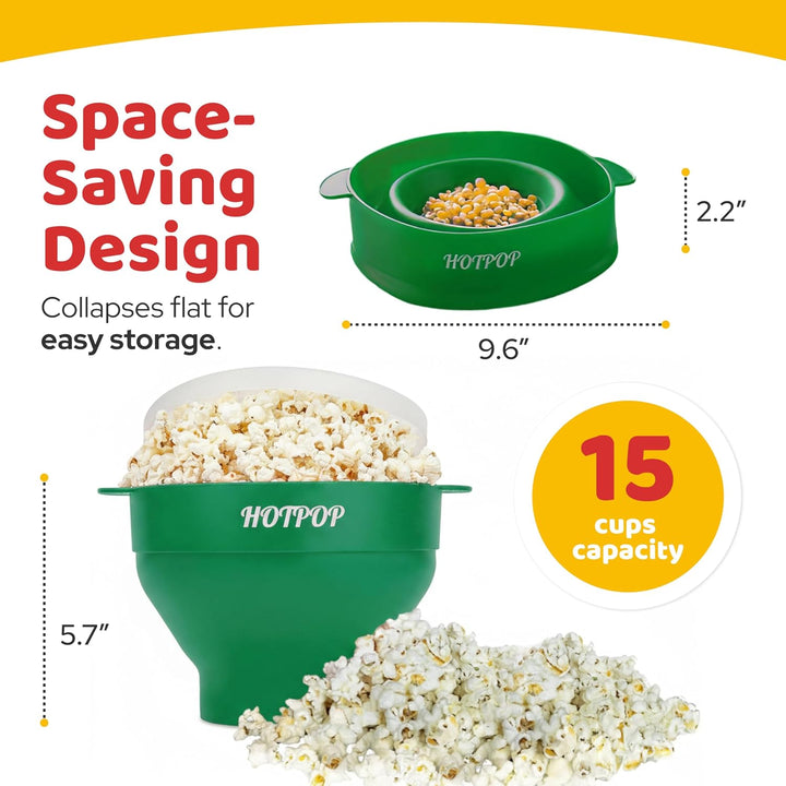 Hotpop Mikrowellen-Popcorn-Druckknopf aus Silikon, faltbar, BPA-frei und spülmaschinenfest, 20 Farbe