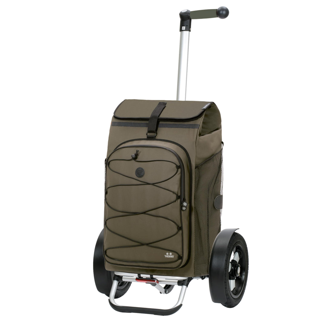 ANDERSEN Einkaufstrolley - Tura Shopper Fado 3.0 Oliv | Fahrradanhänger, Luftbereifung, ergonomische