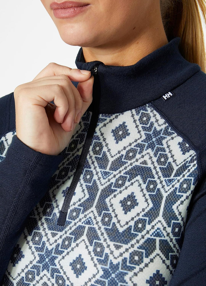 Helly Hansen Damen Lifa Merino Midweight Graphic 1/2 Funktionsshirt Marine 2.0 XS, Marine 2.0 XS