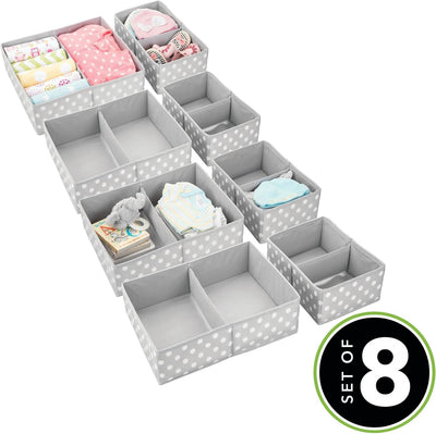 mDesign 8er-Set Aufbewahrungsbox fürs Kinderzimmer – Faltbare Kinderzimmer Aufbewahrungsbox in 2 Grö