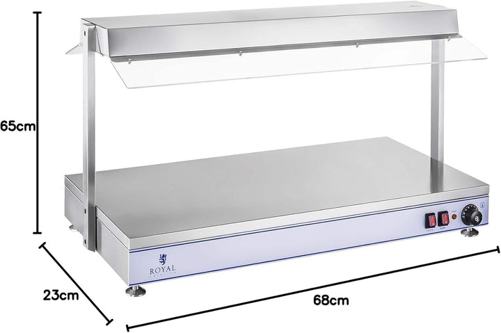 Royal Catering RCHP-120 Warmhalteplatte 2.000 W Arbeitsfläche 120 x 50 cm Edelstahl 4 Halogenlampen