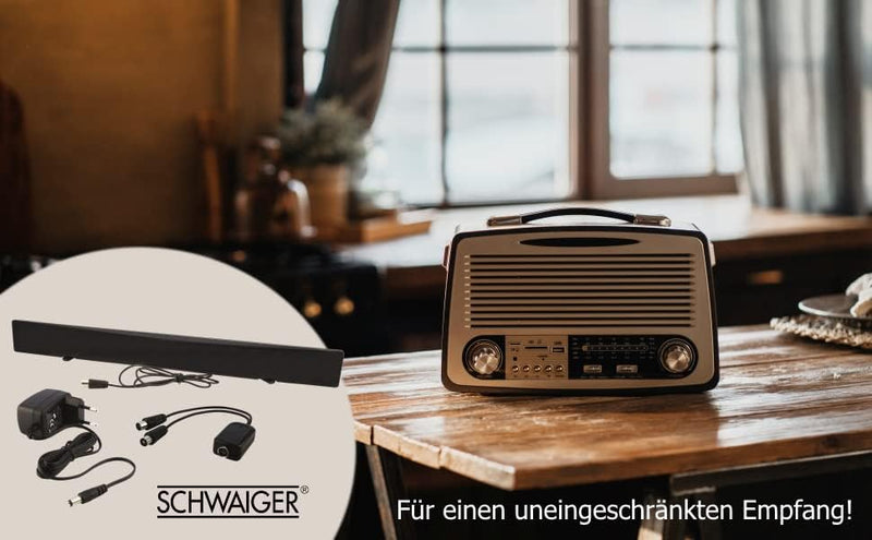 Schwaiger GmbH - DVB-T2 HD Zimmerantenne (aktiv)/ mit Signaltrenner/für UHF/VHF Empfang/Flachpanelan