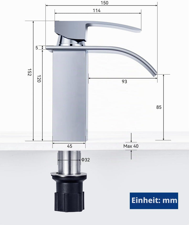 Wasserhahn Bad, CECIPA Wasserfall Wasserhahn Bad Edelstahl Waschtischarmatur Wasserfall mit Auslauf