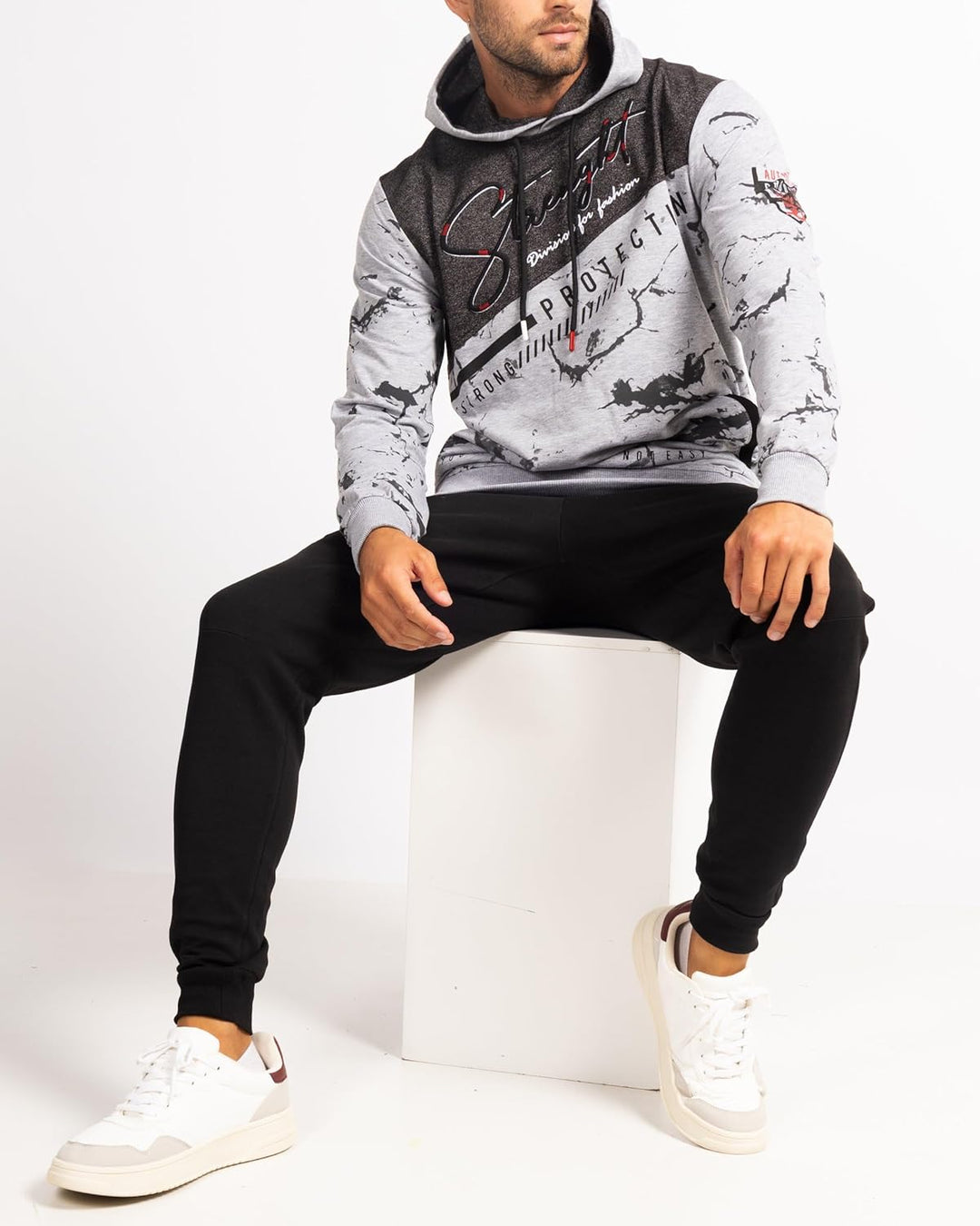 Subliminal Mode Herren-Kapuzen-Sweatshirt, langärmlig, zweifarbig, mit Tasche, lässiger Stil, Basic,