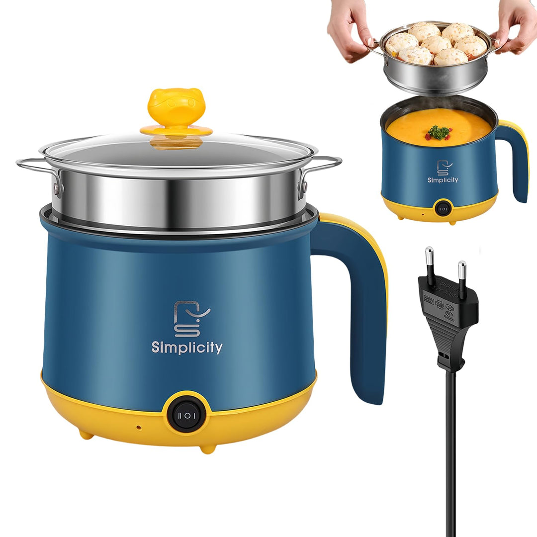 Elektrischer Hot Pot Mit Dampfgarer, Elektrische Hot Pot 1.8 L, Tragbare Mini Antihaft Multikocher,