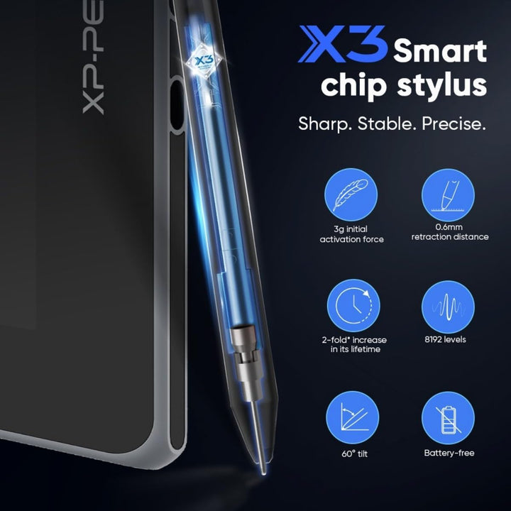 XPPen Artist 13 2 Gen. Grafiktablett, 13,3 Zoll Stift Display, 127% sRGB Farbraum, X3 Smart-Chip Sti