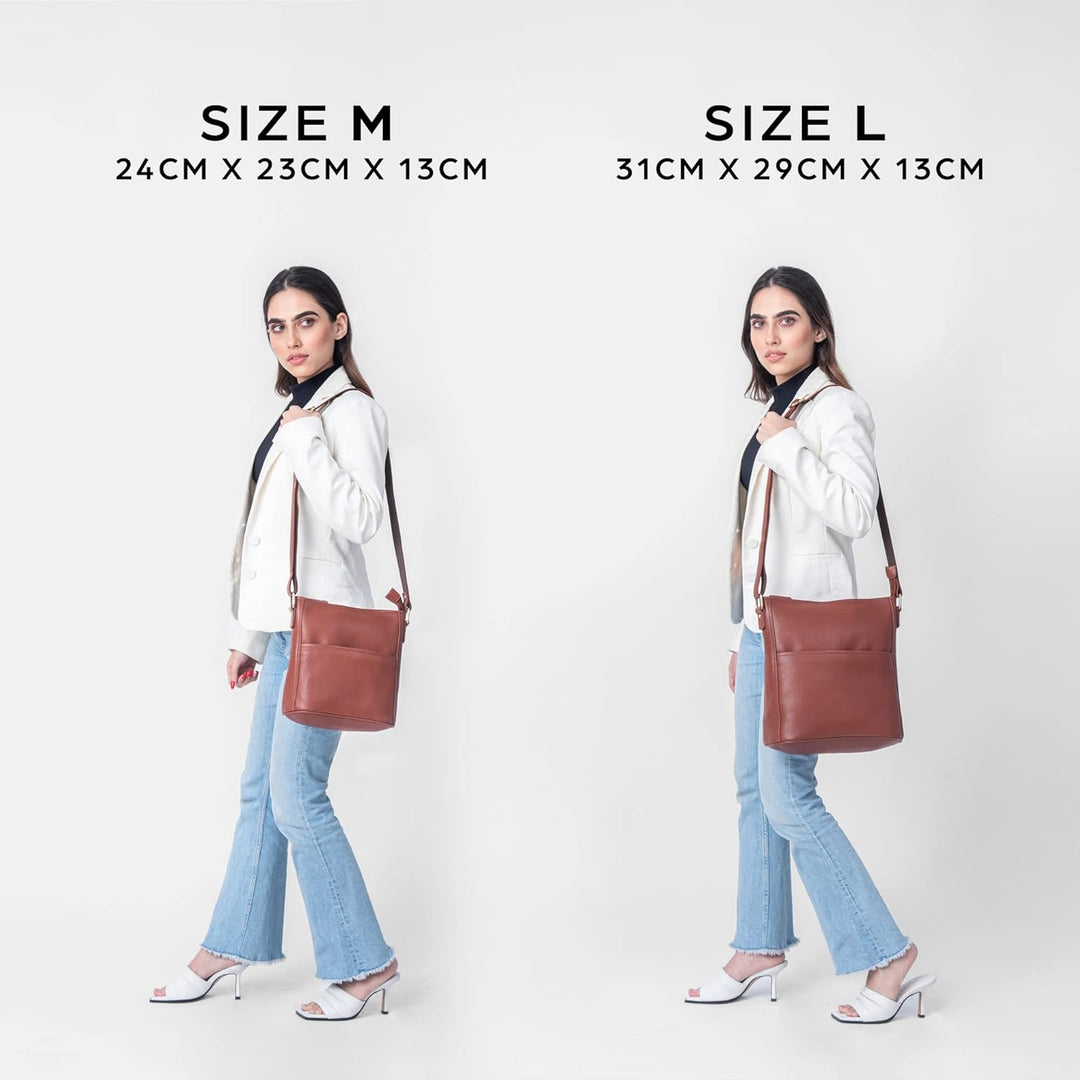 LEABAGS Leder Handtasche Damen I Premium Echtleder Umhängetasche I Schultertasche I Damentasche I Tr