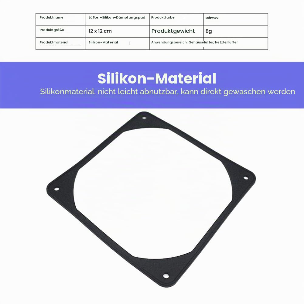 10 Stück 120 mm Anti-Vibrations-Ventilator, Silikon, Geräuschreduzierung, Ventilator, Shock-Pad, für