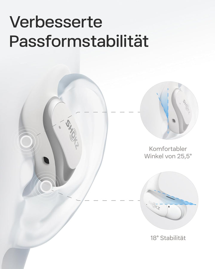 SHOKZ OpenFit Air Open-Ear-Kopfhörer, True Wireless Bluetooth-Ohrhörer mit Mikrofon, Ohrhörer mit Ai
