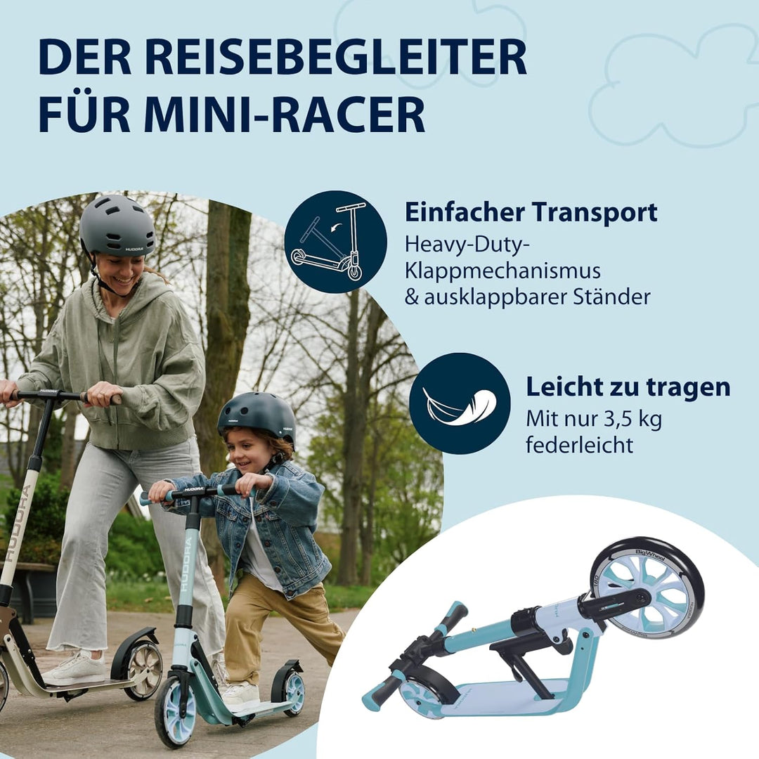 HUDORA BigWheel® 180 Advanced Junior - Hochwertiger & sicherer Kinder Roller ab 3 Jahre - Zusammenkl
