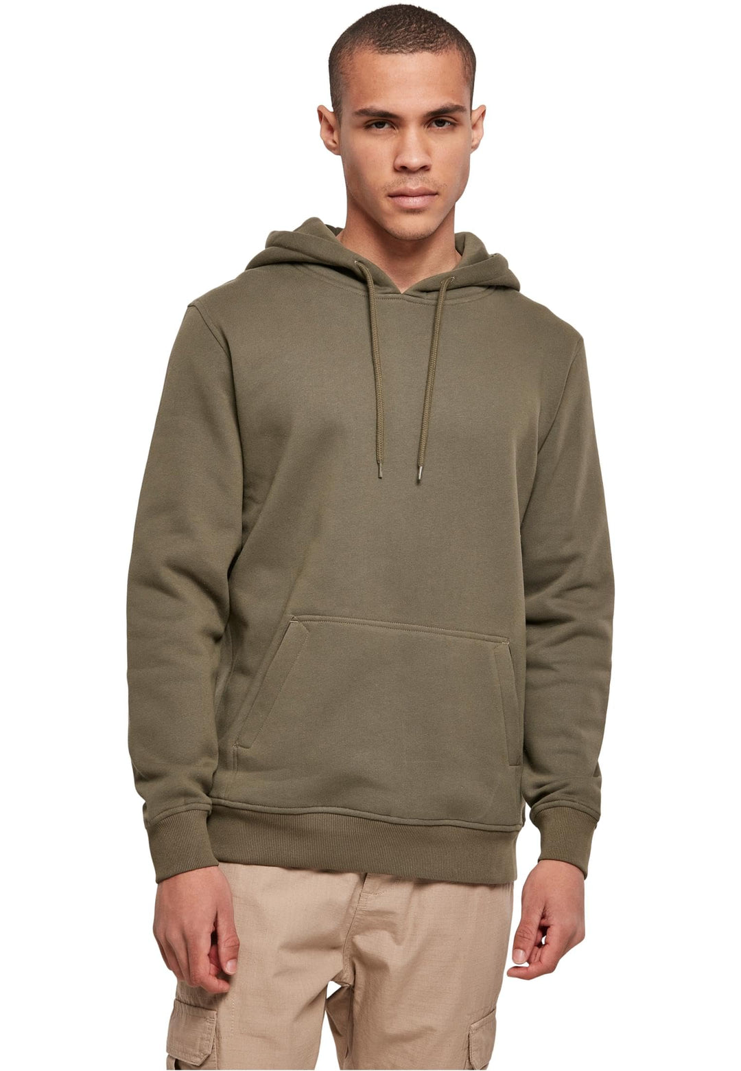 Build Your Brand mens Organic Hoody Hooded Sweatshirt L Olive, L Olive