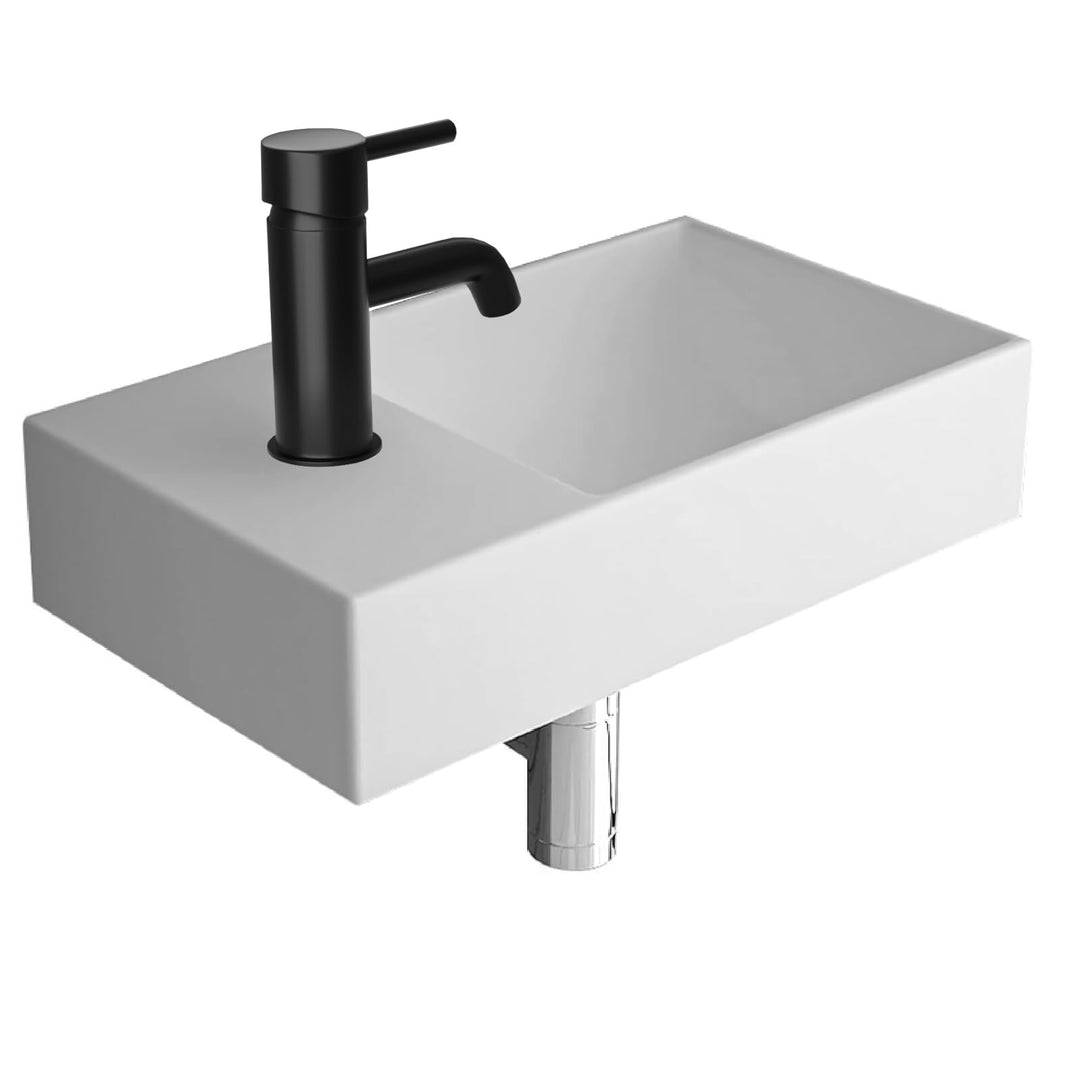 Alpenberger Kleines Waschbecken Eckig | Hängewaschbecken WC | Waschplatz Lösung Klein I Keramik Hand