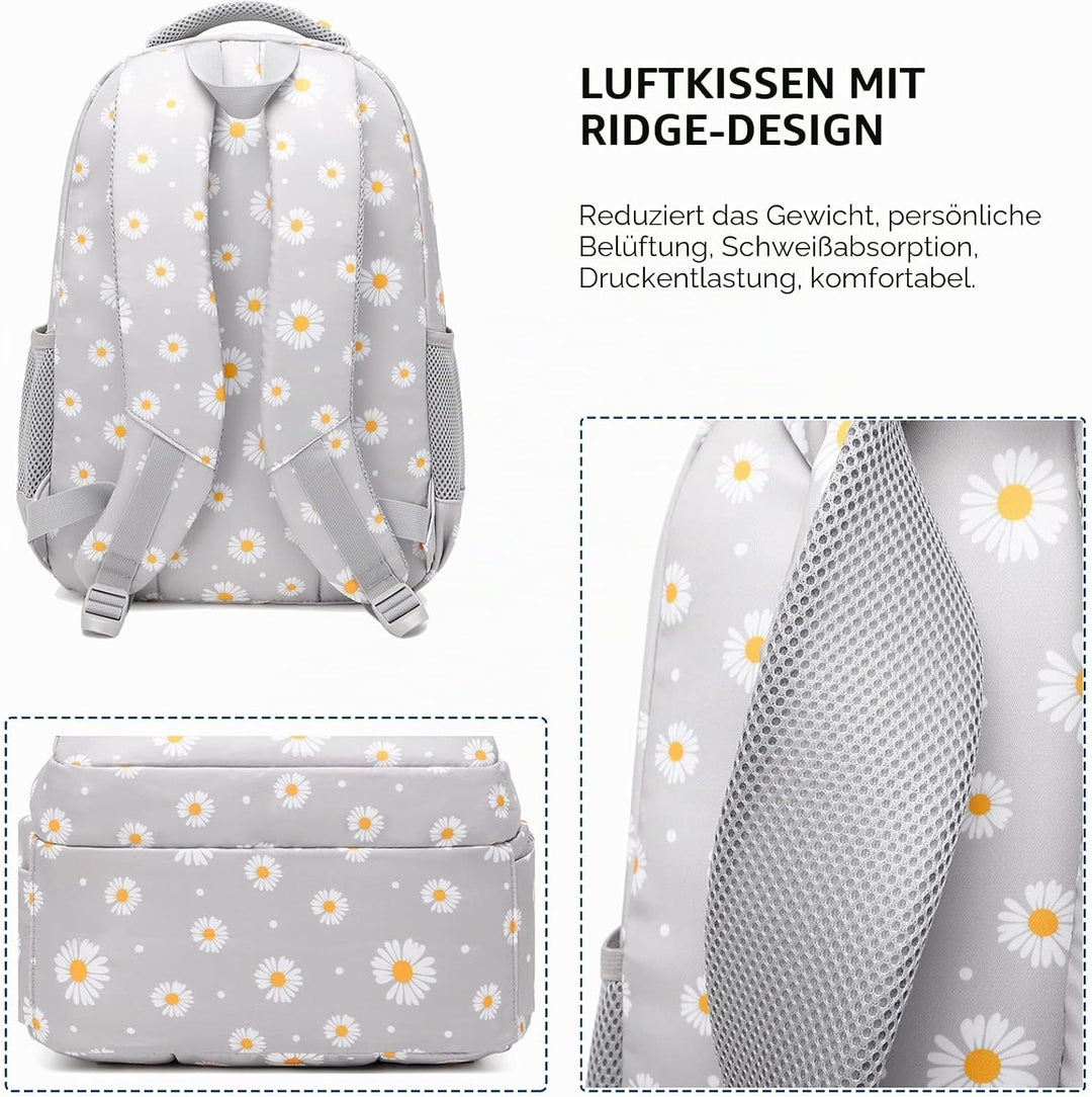 SIVENKE Schulrucksack Mädchen Teenager Damen Schultasche Rucksack Set Gänseblümchen Schulranzen für