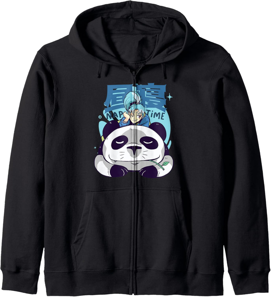 Nap Time | Anime Mädchen auf einem schlafenden Panda Kapuzenjacke