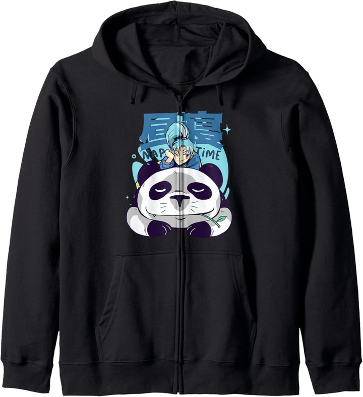 Nap Time | Anime Mädchen auf einem schlafenden Panda Kapuzenjacke