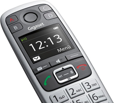 Gigaset E550A Dect-Grosstasten-Schnurlostelefon mit Anrufbeatworter, Notruffunktion, schwarz/platin